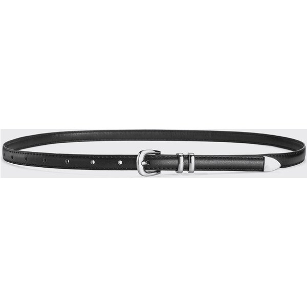 Hebilla De Pin Plateada CinturóN Delgado Para Mujer Tendencia De Moda VersáTil Accesorios Para Jeans Faja CinturóN De Cuero Pu Simple Retro GóTico 105CM Gray-image