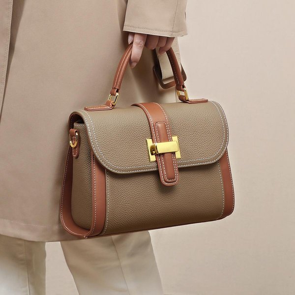 Bolso Bandolera De OtoñO E Invierno Nicho Lujo Ligero VersáTil Bolso De Hombro PequeñO De Cuero Genuino Para Mujer Gray-image