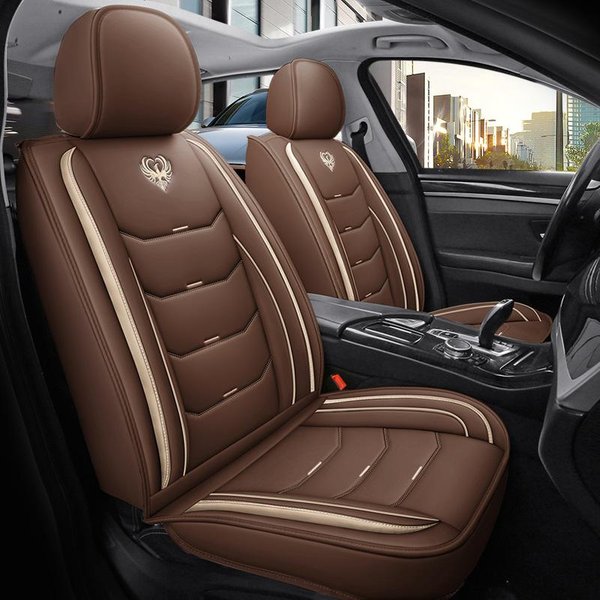 Fundas Para Asientos De Coche De 5 Asientos, Juego Completo De Cuero Pu, Funda Para Asientos Delanteros Y Traseros, Funda Para CojíN Universal Para CamióN Y SUV Gray-image