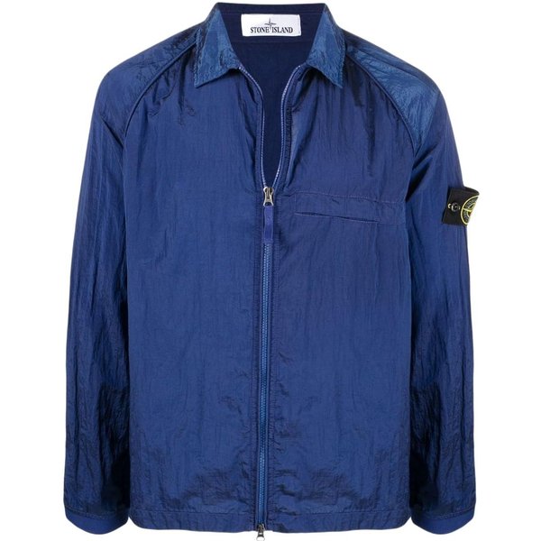 Stone Island SS22 Chaqueta Camisa De Nailon MetáLico De Color SóLido Chaqueta De Hombre OtoñO Azul 761512321-V0022 S Blue-image