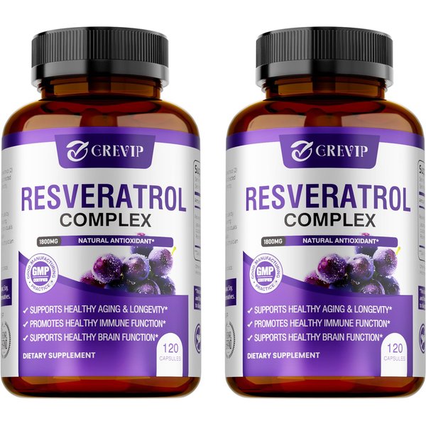 CáPsulas De Complejo De Resveratrol, 1800 Mg, Antioxidante Natural, Apoya La Salud InmunolóGica, Apto Para Hombres Y Mujeres 120*2-image