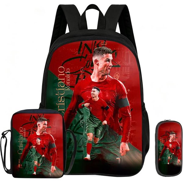 Aprende, Viaja Mochila Escolar, Estuches, Mochila Deportiva Ronaldo NiñOs Set De 3 Piezas Mochila Estrella De FúTbol Rucksack Regalo-image