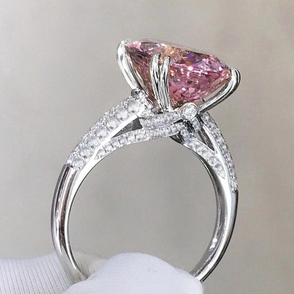 Anillos Huitan Grandes Ovalados De Circonita Rosa Para Mujer Compromiso Boda Temperamento Dulce Accesorio Femenino Regalo De Aniversario JoyeríA DeclaracióN 9-image