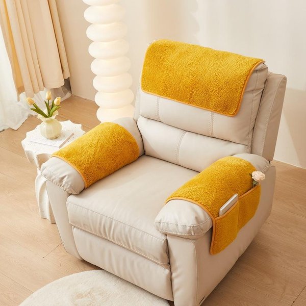Alfombrilla Para Sofá Reclinable Color SóLido Suave Funda Para SillóN Antideslizante Bolsa De Almacenamiento CojíN Lateral Para Sofá Individual Para Sala De Estar LáMpara Felpa 1 Seat (3Pcs )-image