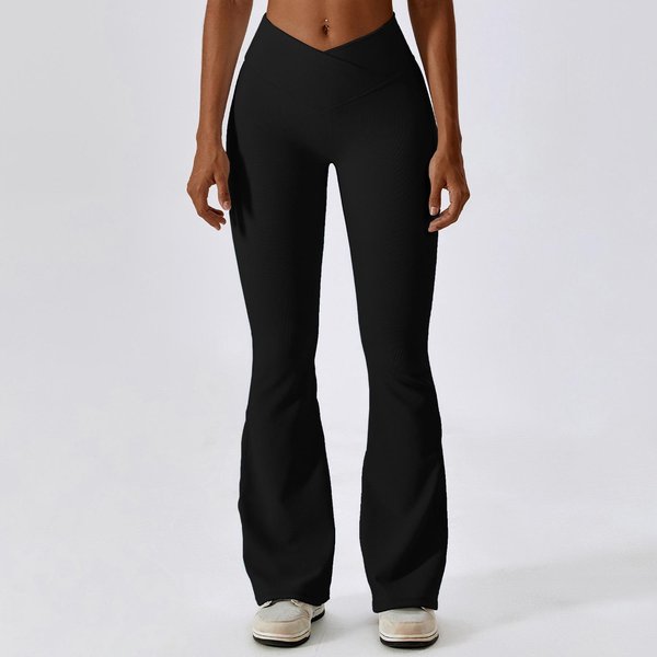 Legginsy Z Rozszerzanymi Nogawkami Spodnie Do Jogi Damskie Spodnie Z Wysokim Stanem I Szerokimi Nogawkami Damskie Spodnie Do ćWiczeń Na SiłOwni Fitness Sportowe Spodnie Rozszerzane Spodnie Do TańCa LatynoamerykańSkiego XL Czarny-image