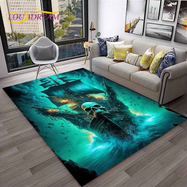 Dywan 3D Statek Piracki, ŻAglóWka, Barka Do Domu Salon Sypialnia Sofa Dekoracja Wycieraczka, Dywanik Dla Dzieci AntypośLizgowa Mata PodłOgowa 40X60Cm-image