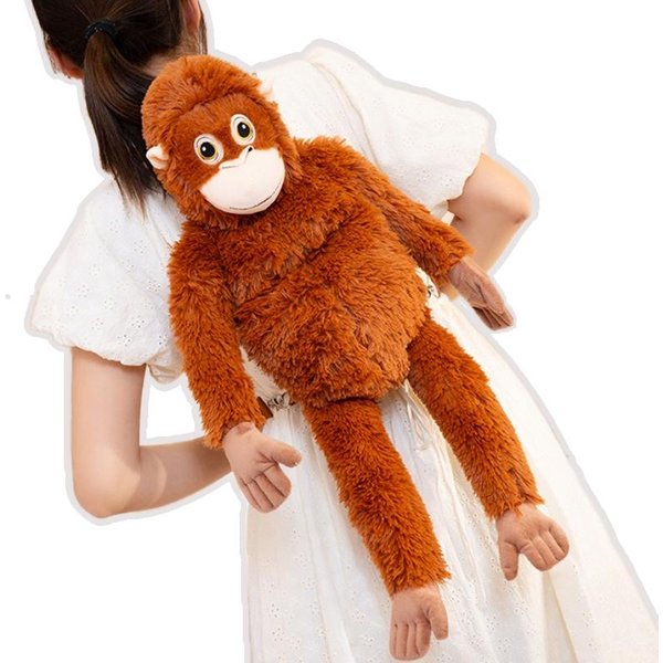 Linda Mochila De Peluche De Gorila Rojo MuñEco Mono SimulacióN OrangutáN Relleno SúPer Suave Bolsa Kawaii Dibujos Animados Amigo Regalo DecoracióN De Coche Orange-image