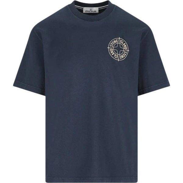 Camiseta De Manga Corta Con Cuello Redondo Y Estampado De Logo Stone Island Para Hombre Tops L1S152100001S0284-V0020 XL Black-image