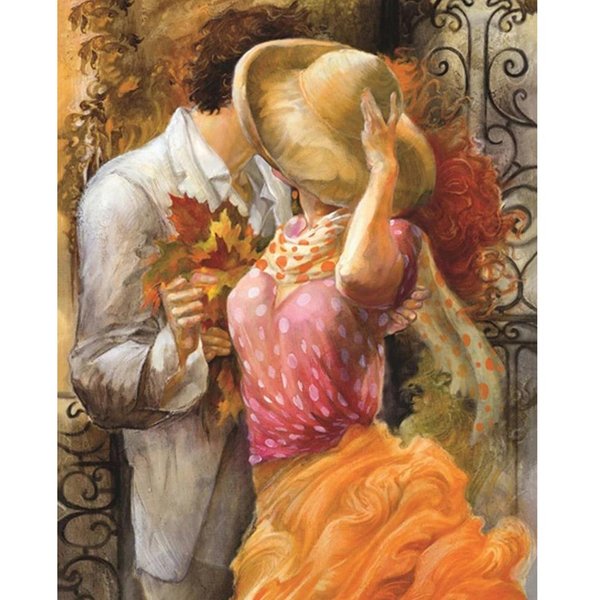 Pintura De Diamantes 5D DIY Pareja Dulce Beso Punto De Cruz Bordado De Diamantes Mosaico De Diamantes DecoracióN De Boda 20X30CM-image
