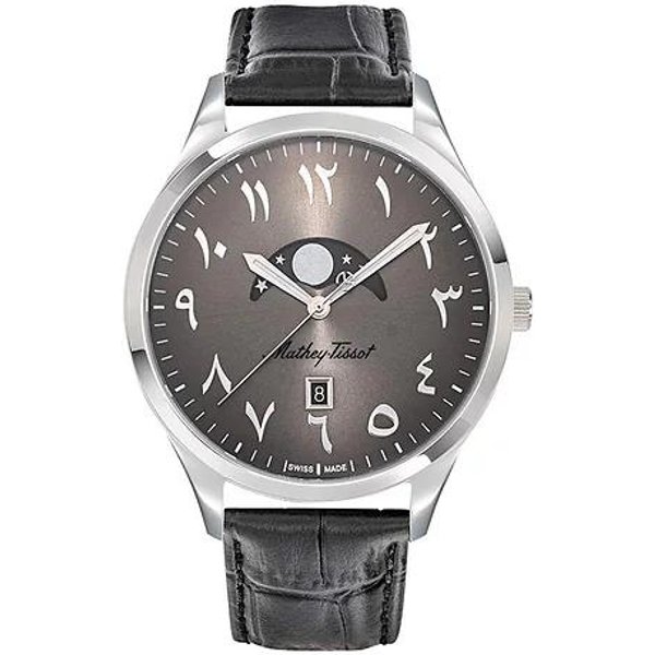 Reloj Para Hombre Mathey-Tissot Urban Moon Correa De Cuero Esfera Negra ÁRabe Cuarzo H411ALAN Negro-image