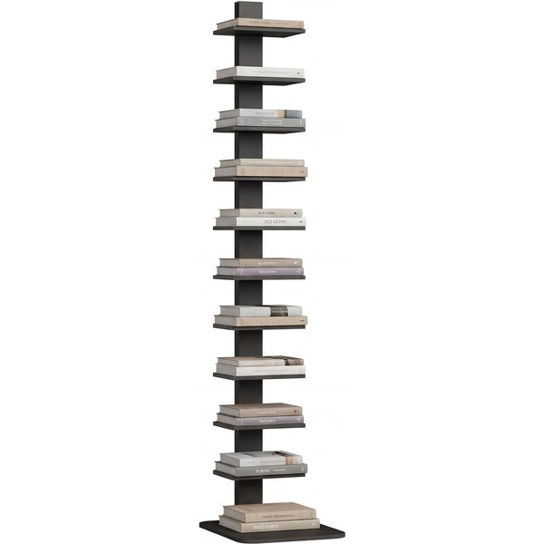 Nowoczesny Wysoki OszczęDzająCy Miejsce 11-Poziomowy Regał Na KsiążKi W Stylu Industrialnym, 34,5X41,5X163,5 Cm, Czarny 41.5 X 34.5 X 163.5 Cm-image