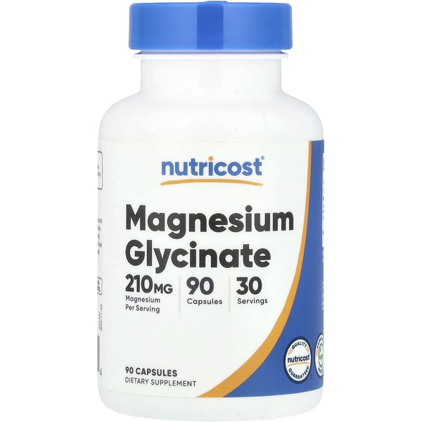 Nutricost, Magnesium Glycine, 210 Mg, 90 Capsules (70 Mg Per Capsule)-image