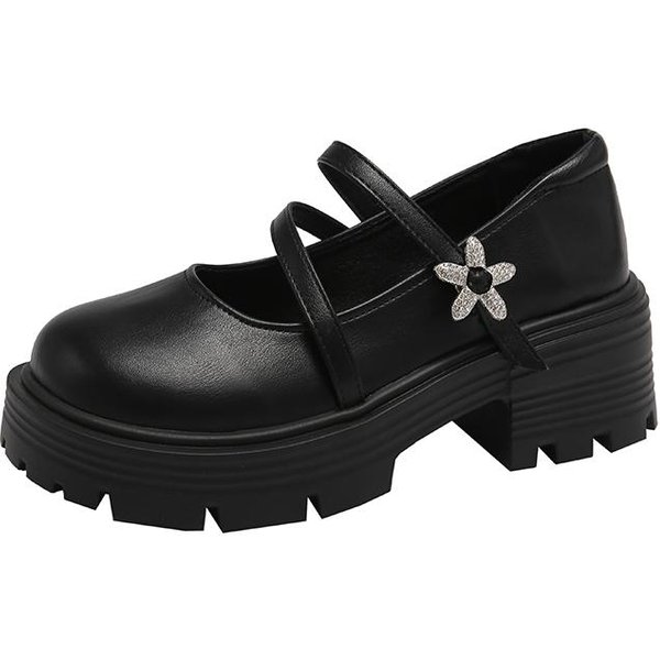 Zapatos De Mujer En Oferta Mary Janes Tacones Altos De Mujer Zapatos De Vestir De Moda Punta Redonda Correa Con Hebilla TacóN Cuadrado Zapatos De Mujer 40 Negro-image