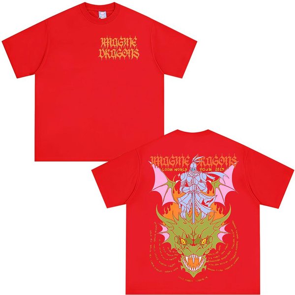 Imagine Dragons Koszulka Z Logo ZespołU Loom World Tour MęSka Damska Odzież Rock Punk Gotycka Koszulka BawełNiana LuźNa Koszulki L-image