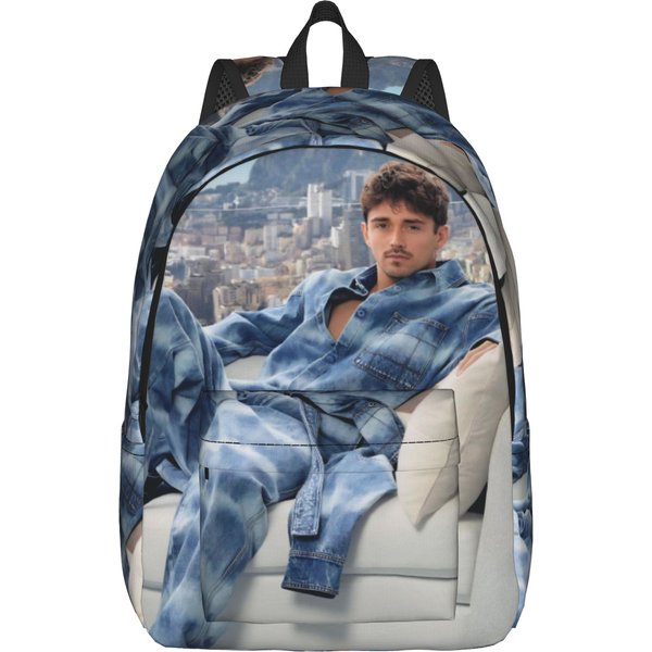 C-Charles Leclerc Plecak Dla MężCzyzn Kobiet Fajny Szkolny Biznesowy Plecak Na Co Dzień Laptopowe Torby Z PłóTna Outdoor 14 Inches-image