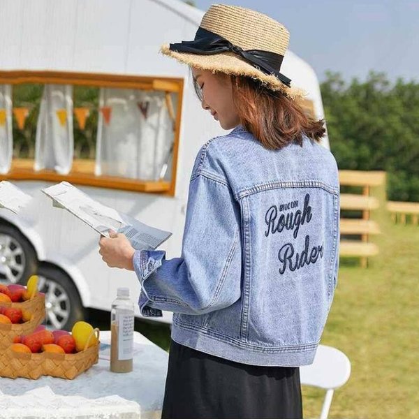 Denim Jacket Women Casacos Feminino Slim Jeans Jacket Femme Vintage Bomber Jacket 2019 Basic Coats M Gray-image
