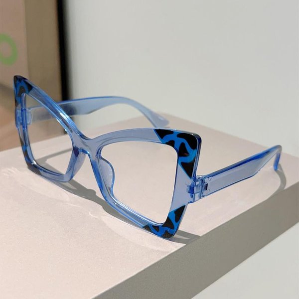 Kammpt Okulary Motylki Damskie Modne DużE BlokująCe Niebieskie ŚWiatłO Oprawki Optyczne Modne Patchworkowa Oprawka Okulary Transparent Lenses-image