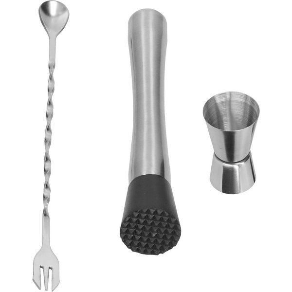 Juego De Jigger De CóCtel De Acero Inoxidable, Machacador, Cuchara Para Remover, Accesorio De Bar Para Bartender L(For 6.5-9Kg)-image