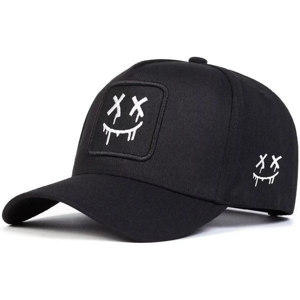 Unisex Czapki Baseballowe Z Haftem UśMiechnięTej Twarzy Wiosna Jesień Outdoor Regulowane Codzienne Czapki Czapka PrzeciwsłOneczna Czapka Sportowa White-image