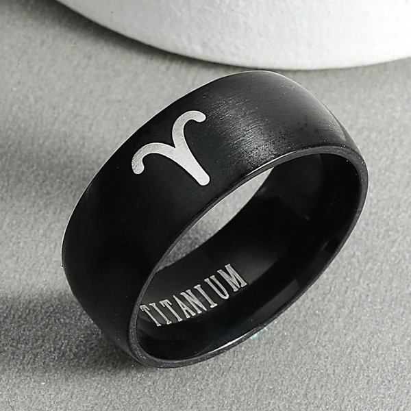 Anillos De Acero Inoxidable De Doce Constelaciones Capricornio Virgo Acuario 12 Signos Del Zodiaco Anillos Para Mujeres Hombres JoyeríA De Moda 7 Gray-image