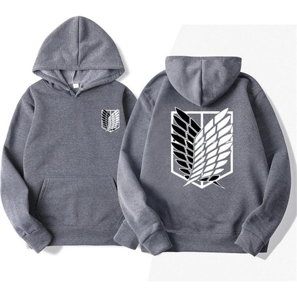 Atak Na Tytana MęSka Bluza Z Kapturem Anime Bluzy MężCzyźNi Kobiety Streetwear Sweter Harajuku Shingeki No Kyojin Bluzy Z Kapturem Bluza Ubrania Xxxl Gray-image