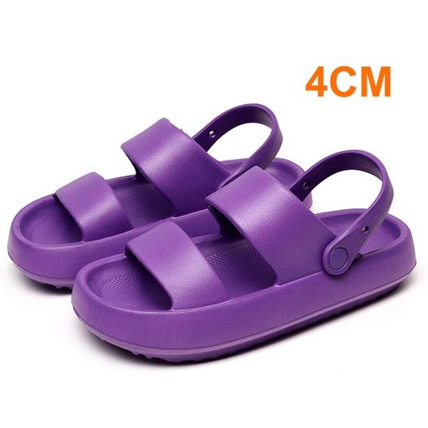 Zapatillas De Nube Con Fondo Grueso De Verano, Sandalias De Plataforma De Suela Blanda CóModas Para Mujer, Chanclas Antideslizantes Para Exteriores Para Playa 36-37 PúRpura-image