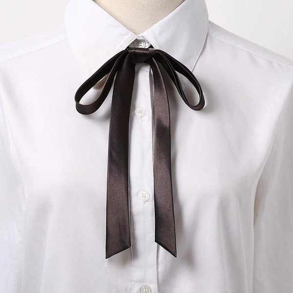 Corbata PequeñA Pajarita Estilo Universitario Uniforme Escolar Accesorios De Camisa SeccióN Larga Para Hombres Y Mujeres Serpentinas Cuellos Flores 1PC Black-image