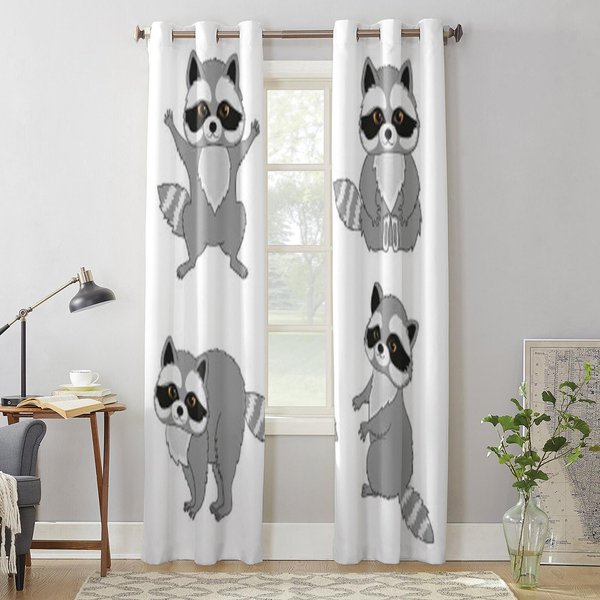Cortinas Modernas Para Ventana Mapaches Bebé Cortinas De Moda De Lujo Para Sala De Estar Dormitorio Cocina Cortinas 135W X 60H(Cm) X1 White-image