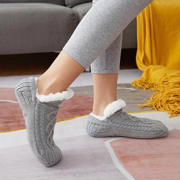 Calcetines TéRmicos Para Hombre, Pantuflas De Invierno, CáLidos, Cortos, De AlgodóN, Gruesos, Para Dormir En Casa, Suaves, Antideslizantes, Con Agarre, Calcetines Mullidos Para El Suelo Para Hombre 43-45(280Mm) Black-image