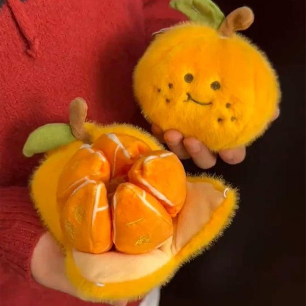 Urocza PomarańCzowa Pluszowa Lalka Owocowa Breloczek Zdejmowana Obierana Owoc Lalka Antystresowa Pluszowa Zabawka Breloczek Do Plecaka Prezenty Orange-image