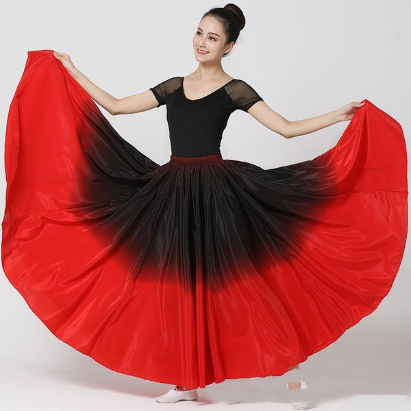 720 Stopni Hiszpania Flamenco Suknie Do TańCa Kobiety SpóDnice Do TańCa Na Scenie Kostiumy 80Cm-image