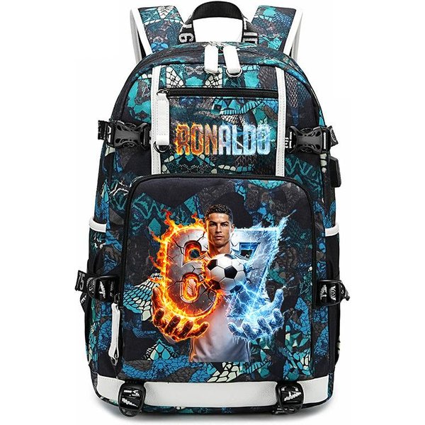 Mochila De Gran Capacidad CR7 Ronaldo 67 Estampada Para Estudiantes Adolescentes NiñOs Mochila Escolar De Viaje Diaria-image