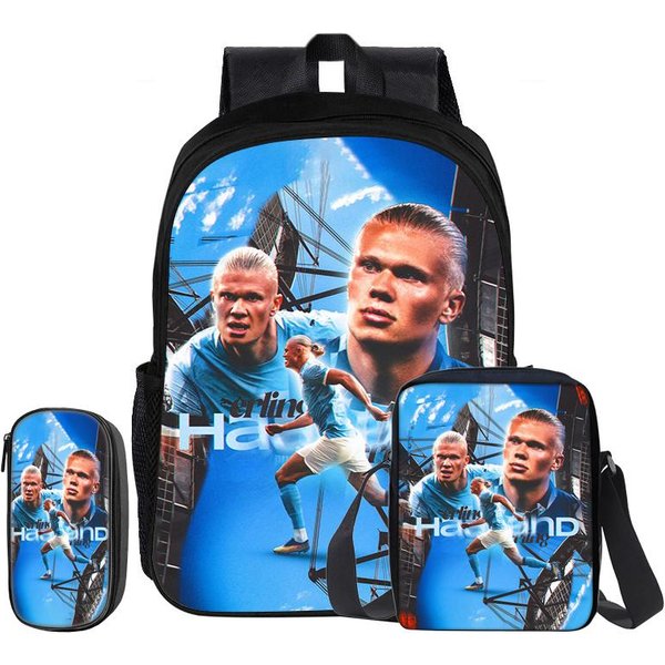 Haaland Zestaw 3 Szt. Plecak Torba Na Ramię PióRniki Tornister Gwiazda PiłKi NożNej Plecak DziecięCy Mochila Sportowa Torba Szkolna Prezent Dla Dzieci-image