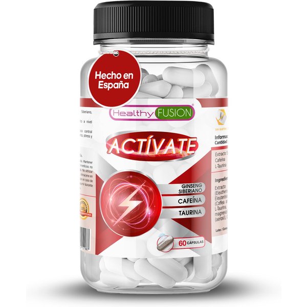 Healthy Fusion - ActíVate | L-Taurina + CafeíNa + Ginseng Siberiano | Aumenta La EnergíA Y Mejora El Rendimiento Cerebral | 60 CáPsulas-image