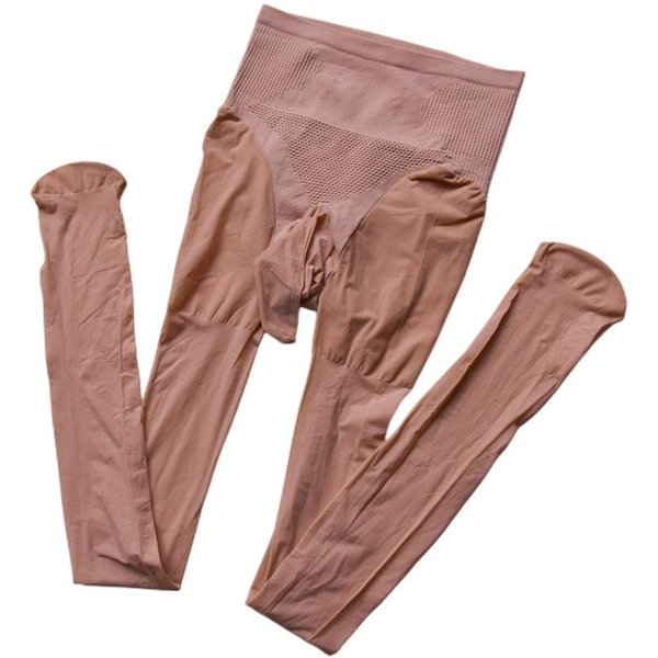 Medias Para Hombre Negras Brillantes 912 Agujas Medias Panty De Cintura Alta Calcetines U Convexos Verano Ultra EláSticas Finas Calcetines Altos LenceríA ExóTica Open Sheath Brown-image