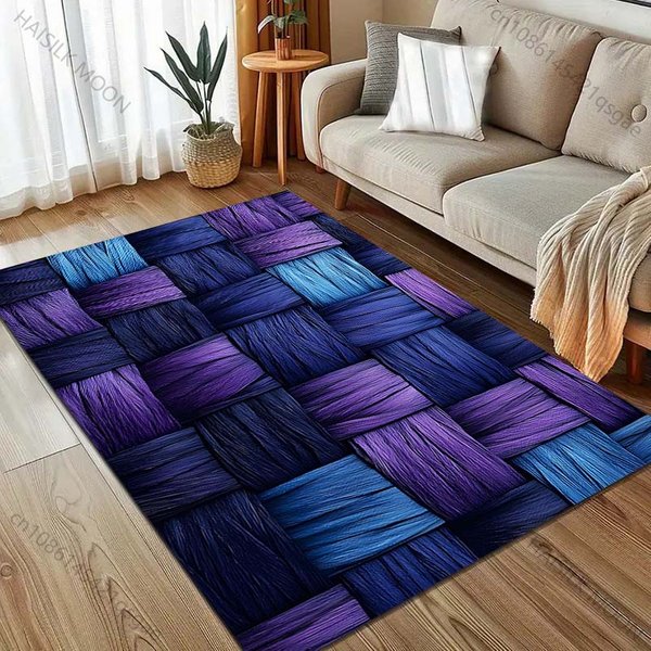 Alfombra De Personalidad Estampado De Cuadros De Lana Oscura Para Dormitorio Sala De Estar Mesita De Noche Sofá Alfombra De Suelo DecoracióN Moderna Para El Hogar Alfombra De ÁRea Para Regalos 70X100Cm (28X39In)-image