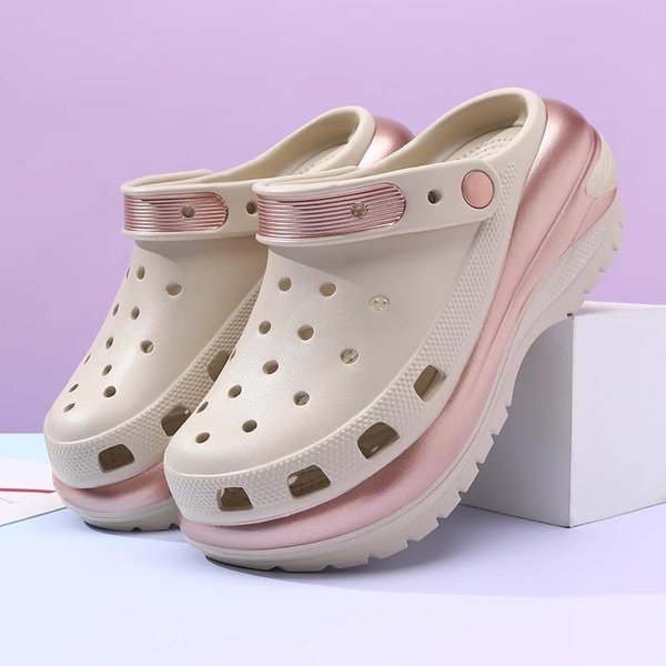 Zapatos Zuecos De Plataforma Para Mujer Suela Gruesa Playa Verano Moda Sandalias De EVA Zapatillas 39-40EU/CN40-41 Caqui-image