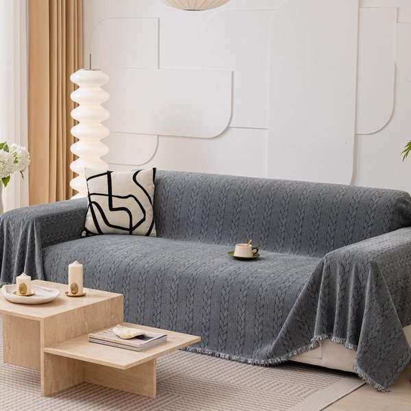 Toalla De Sofá De Color SóLido Toalla De Sofá De Chenilla Manta Cubre Sofá Universal Anti-ArañAzos De Gato Jacquard Manta De Sofá 1/2/3/4 Plazas 180X130Cm1Pcs-image