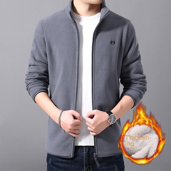 Chaqueta Polar Para Hombre, OtoñO E Invierno, Chaqueta De Cuello Alto Para Hombre Joven, Chaqueta Polar, CáRdigan Con Cremallera Xxxxxl Gray-image