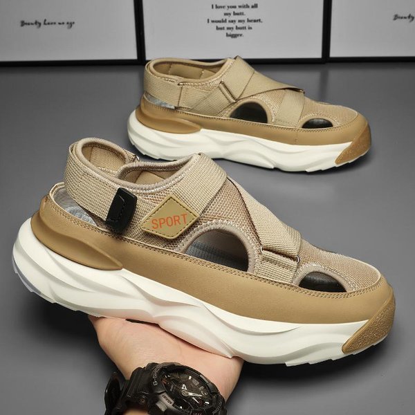 Sandalias De Hombre Zapatos Al Aire Libre Playa CóModa Verano 39-44 Sandalias Deportivas Sandalias Para Caminar Zapatos De Malla Transpirables Sandalias De Moda Zapatos Para Hombres 43 Beige-image