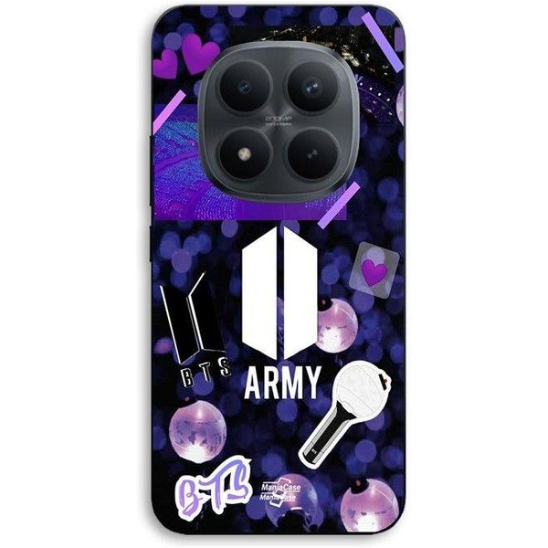 Etui Na Telefon - Maniacase - Xiaomi Redmi Note 15 Pro 5G - Silikon Tpu - Czarne - Logo Bts Army Czarny-image