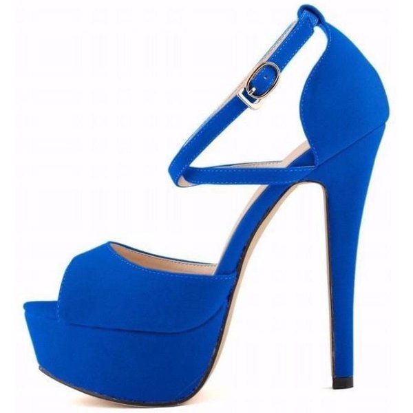Rzym Styl Kobiety Seksowne Otwarte SandałY Cienkie Obcasy Platforma Wysokie Obcasy Pompy Letnie Buty Szpilki Zamszowe Buty 39-image