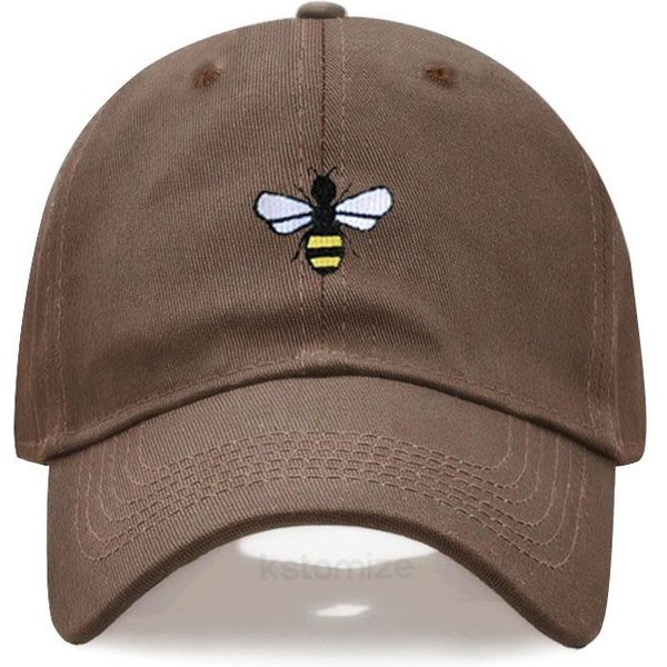 BawełNiane Czapki Z Daszkiem Z Haftem PszczółEk Dla MężCzyzn Kobiet Czapka Dla Taty Regulowana Czapka Snapback Dropshipping Brown-image