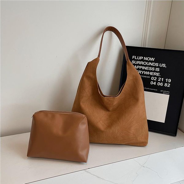 Bolso Tote De Gran Capacidad Nuevo Estilo Coreano Bolso De Hombro De Alta Gama Y Sencillo Para Madre E Hijo, Bolso De Cuero Suave-image