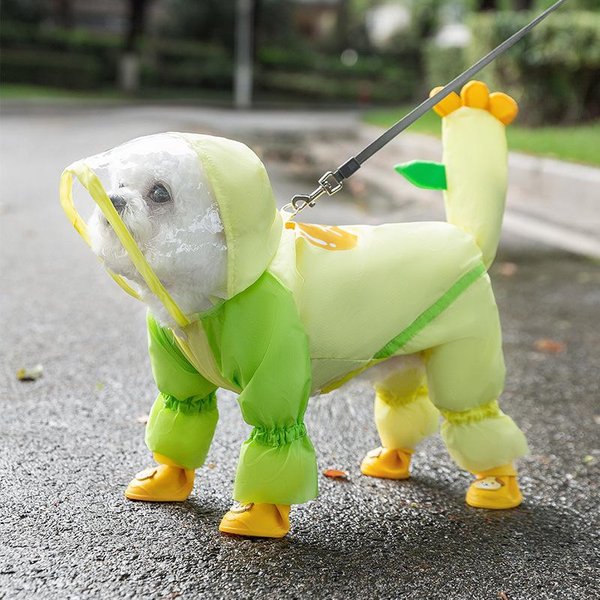 Perro Linda Forma De LeóN TraccióN Cuatro Patas Impermeable Perro Mediano Y PequeñO Teddy Salir Ropa Impermeable Poncho Para Mascotas XXL-image