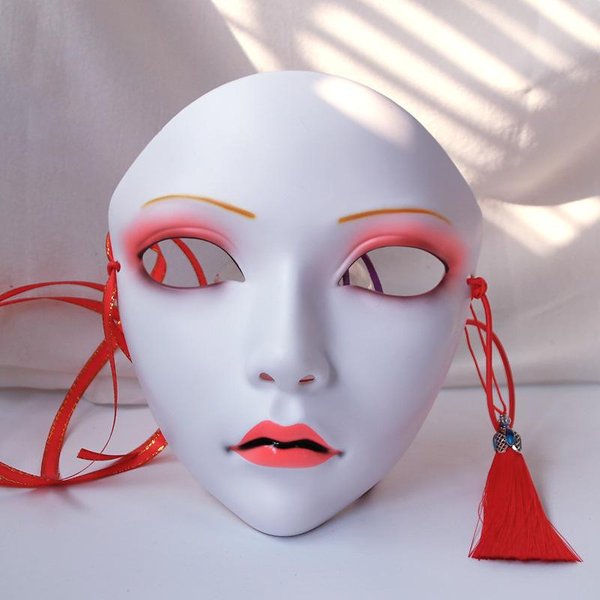 Maski Cosplay W Stylu ChińSkim Maski Anime Akcesoria Do Kostiumu Hanfu Maski KarnawałOwe Maskaradowe Dekoracje Halloweenowe DIY Dekoracje Imprezowe Gray-image