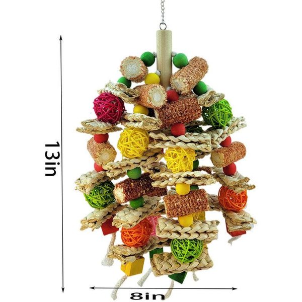 Zabawki Dla Papug Naturalne Drewno Kukurydziane Zabawki Dla Papug Klatka Dla PtakóW Zabawne Zabawki Treningowe Dla PtakóW Odporna Na Gryzienie Zabawka Do Rozrywania PtakóW Beige-image