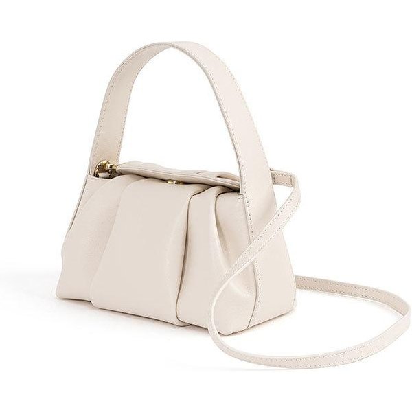 Bolso Nube Plisado FrancéS Bolso De Mano VersáTil Y A La Moda Cuero Bolso Cruzado Para Mujer Blanco-image