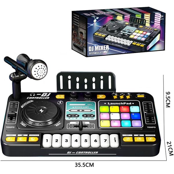 Mezclador DJ Musical Para NiñOs Con MicróFono Teclado ElectróNico Bluetooth Consola Giradiscos DJ Instrumento Musical Junior Juguete Educativo Negro-image