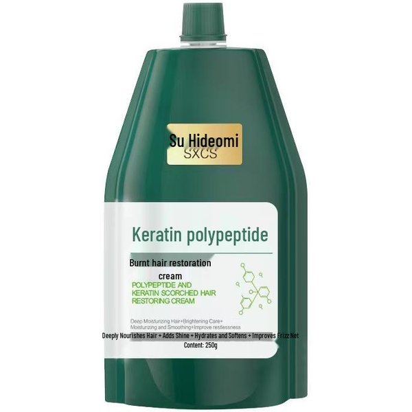 Crema Reparadora De Queratina Con PéPtidos: Mejora La Textura Del Cabello Seco Y Encrespado Con Mascarilla Acondicionadora De Larga DuracióN.-image